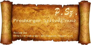 Presburger Szilvánusz névjegykártya